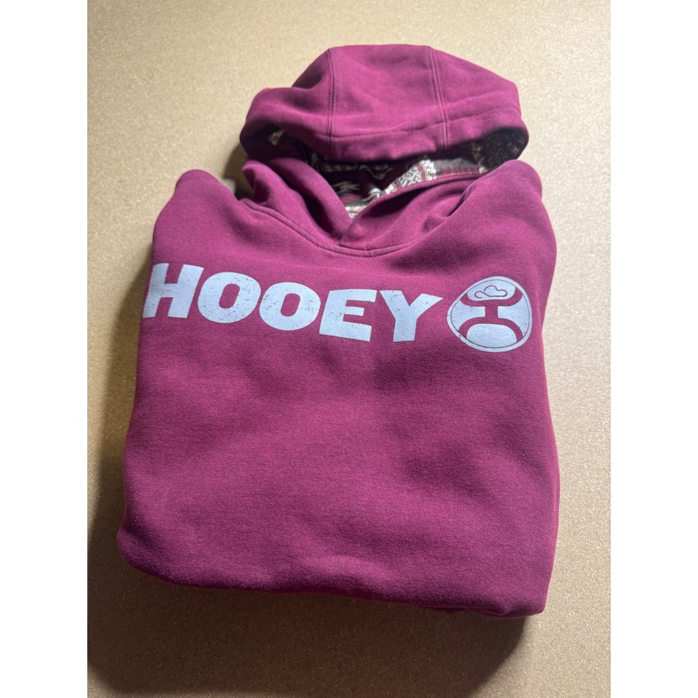 Hooey Kids Youth Large Hoodie Maroon Burgundy Southwestern Logo Pullover L